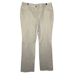 Doncaster Collection Womens High Rise Gold Metallic Linen Blend Pants Size 12
